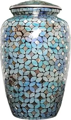 Immagine prodotto di Urne XXL per persone e animali domestici Ceneri - 3,5 L | Urne metalliche per cani e gatti | Elegante urna commemorativa per ceneri Urna per persone | Urna blu diamante