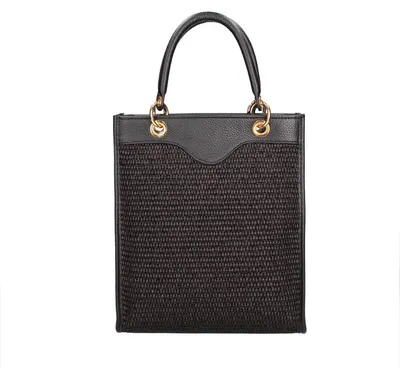 Image de Sac à main pour femmes, en cuir noir, avec bandoulière amovible, fabriqué en Italie