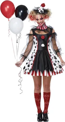 Immagine prodotto di Costume da clown da donna, taglia XS, composto da vestito, sottogonna e cappello