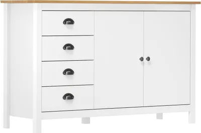 Produktbild von Sideboard Hill Weiß 130x40x80 cm Massivholz Kiefer