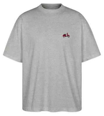 Produktbild von Spreadshirt Motorroller Stickerei Oversize Uni T-Shirt, 3XL, Grau meliert