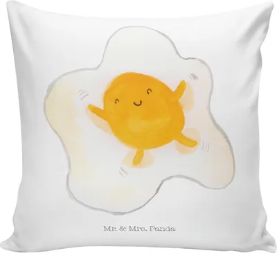 Produktbild von Mr. & Mrs. Panda Sofa Kissen Spiegelei Ei - Weiß - Geschenk, Dekokissen, Gute Laune, Tag, kuschelkissen 40x40, Schön, Liebe, Glücklich, Deko