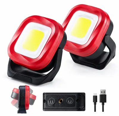 Produktbild von Magnetische Arbeitslampe LED, 1000 Lumen Werkstattlicht mit 42 LEDs, USB-C wiederaufladbar und 180° drehbar, ideal für Auto Reparatur und Garage