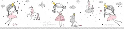 Produktbild von Lovely Kids selbstklebende Kinderzimmer Bordüre Magic Princess rosa grau weiß 5,00 m x 0,155 m
