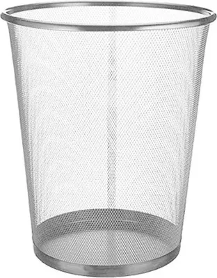 Productafbeelding van Afvalbak, zilverkleurig - 10 liter, met metalen rooster, 24x27 cm