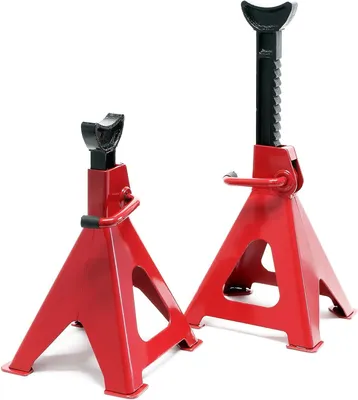 Productafbeelding van Assteunen Set - Krik Steunen - Auto Onderhoud - In Hoogte Verstelbaar - 3000 kg Draaglast - Rood