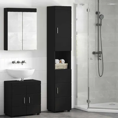 Immagine prodotto di Maison Exclusive - Set di mobili da bagno TULUM Nero 37 x 31,5 x 203 cm
