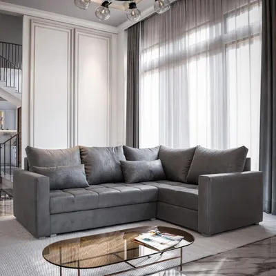 Produktbild von Masseno Ecksofa LIRENO R-S mit Schlaffunktion L-Form, Sofa mit Bettkasten, Wohnzimmersofa, Couch, Soffa, Bettsofa, Couchgarnitur- Grau, PAROS 06