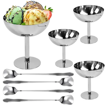 Eisbecher Edelstahl 200 ml 4er-Set spülmaschinengeeignet