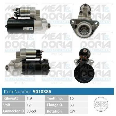 Produktbild von MEAT & DORIA 5010386 Starter Anlasser 1,9kW für PORSCHE Cayenne (9PA) 12V