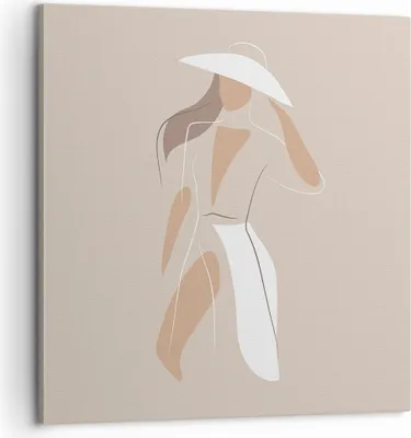 Produktbild von Bild auf Leinwand - Leinwandbild - Einteilig - Minimalismus Frau Buntstift - 60x60cm - Wand Bild - Wanddeko - Wandbilder - Leinwanddruck - Bilder - Wanddekoration - Leinwand bilder - AC60x60-4603
