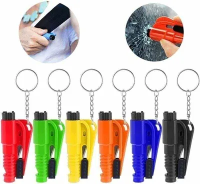 Obrázek produktu pro Sada 6 klíčenek 3 v 1 pro rozbíjení oken automobilu, multifunkční záchranný nástroj, nouzový nástroj s rozbíječem oken a řezačem pásů, bezpečnostní nástroj
