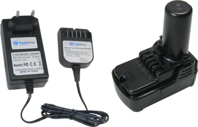 Produktbild von Trade-Shop Angebot im Set: Li-Ion Akku 10,8V 2000mAh + Akku Ladegerät für Hitachi CJ10DL CR10DL DB10DL DB3DL DS10DFL FCG10DL FCH10DL FCR10DL