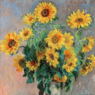 Produktbild von Claude Monet Kunstdruck Bild - Sonnenblumenstrauß. 1880 (70 x 70 cm)