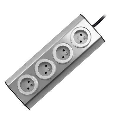 Obrázek produktu pro Nábytková zásuvka, kuchyňská na suchý zip 4x2P+Z INOX s kabelem 1,5 m.