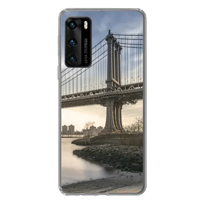 Produktbild von MuchoWow® Handyhülle Schutzhülle Hülle für Huawei P40 New York - Fluss - Brücke Silikon Softcase Handy Hülle - Handytasche