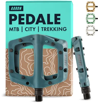Produktbild von AARON Dirt MTB Pedale Nylon Ultraleicht 9/16" Mountainbike Fahrradpedale Graublau
