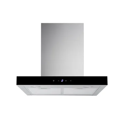 Produktbild von Dunstabzugshaube Blockhaube 60 cm Edelstahl Schwarz Glas Touch Control Respekta