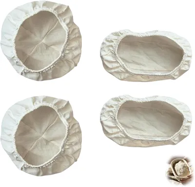 Image de Lot de 4 torchons de cuisine, 2 ronds et 2 ovales, en coton et lin, pour la pâtisserie
