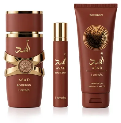 Zdjęcie produktu dla Lattafa Asad Bourbon EDP 100 ml + EDP MINI 12 ml + SG 100 ml (wersja męska)