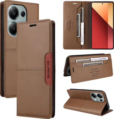 Produktbild von Handyhülle für Xiaomi Redmi Note 13 5G Hülle, Leder Flip Wallet Kartenfach Stand Schutzhülle Braun
