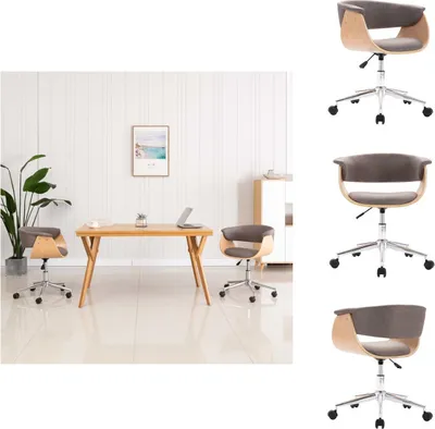 Produktbild von vidaXL Drehbarer Bürostuhl Taupe Bugholz und Stoff -  Bürostühle