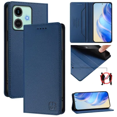Produktbild von Lederhülle für Honor Play10 Hülle Flip Brieftasche Kartenfächern Ständer Schutzhülle Blau