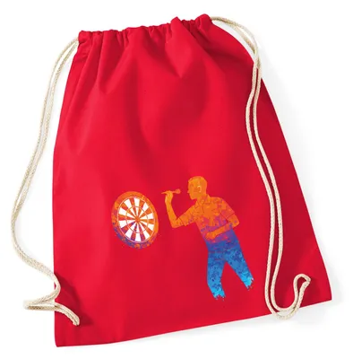 Produktbild von Huuraa Turnbeutel Darts bunte Silhouette 12 Liter Classic Red Baumwolle Rucksack Geschenkidee