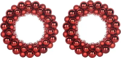 Produktbild von vidaXL Weihnachtsballkränze 2 pcs Rot 33 x 33 x 7 cm Polystyrol