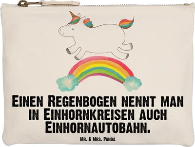 Produktbild von Mr. & Mrs. Panda Mäppchen Einhorn Regenbogen Grösse XL Große - Weiß - Geschenk, Glitzer, Unicorn, Einhornpower, Schlampermäppchen, Schlamper, Erwachsenwerden