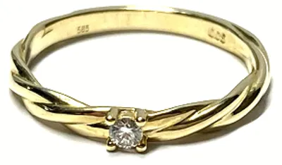 Produktbild von Ring 585/- Gold Brillant 0,05ct (w/si) Bandring Kordeloptik Verlobungsring Vorsteckring #54