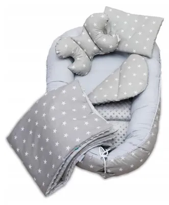 Produktbild von EliNeli Reisebett 7 Teile Baby-Kokonbett in Grau mit Canvas