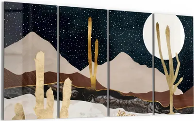 Produktbild von DEQORI Glasbild Echtglas 4x30x60 cm 'Wüstennachtzauber' Wandbilder XXL groß