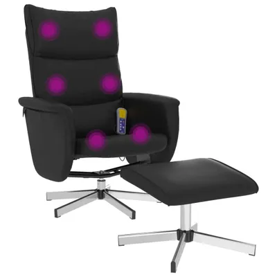 Image de Fauteuil inclinable de massage avec repose-pied noir similicuir