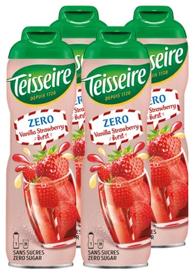 Produktbild von Teisseire Sirup Zero Vanille Erdbeere Burst 600ml für Cocktails (4er Pack)