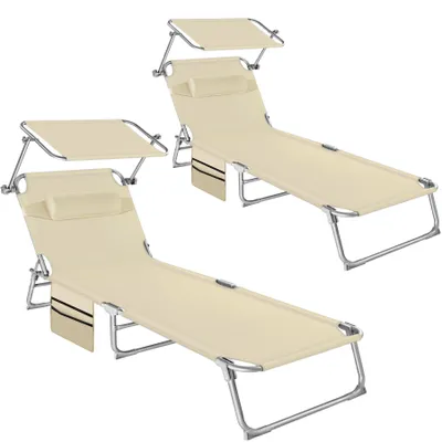 Produktbild von tectake® 2er Set Sonnenliege Chloé 4-stufig mit Kopfpolster