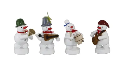 Produktbild von Weihnachtsdekoration Schneemannkapelle mit Instrumenten Höhe 8cm NEU