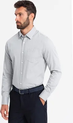 Zdjęcie produktu dla Ombre Clothing Koszula męska z długim rękawem Condé szara S