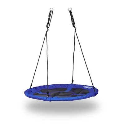 Obrázek produktu pro Relaxdays Kulatá houpací síť do 100 kg, uzavřená sedací plocha, do zahrady, rozměry (Š x V x H): 150 x 110 x 110 cm, tmavě modrá