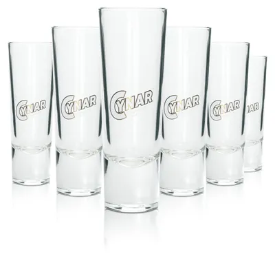 Produktbild von 6x Cynar Amaro Glas On Ice Gläser Eichstrich 4cl Cocktail Retro Logo Bar Gold