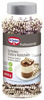 Immagine prodotto di Dr. Oetker 3472620008 Dr. Oetker Schoko Zebra Röllchen Dekor 400,0 g