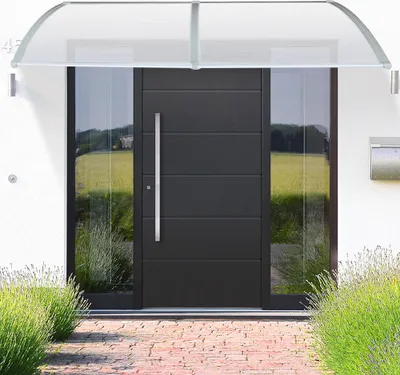 Produktbild von Türüberdachung Wasserdichte Haustür Vordach Überdachung Haustür aus Aluminium und Polycarbonat für Türdach Balkon 100x200cm