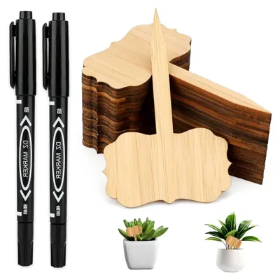 Produktbild von 25 Stück Pflanzenschilder aus Bambus, Pflanzenstecker zum Beschriften mit Marker, wetterfeste Stecketiketten für Gemüse, Kräuter und Blumen