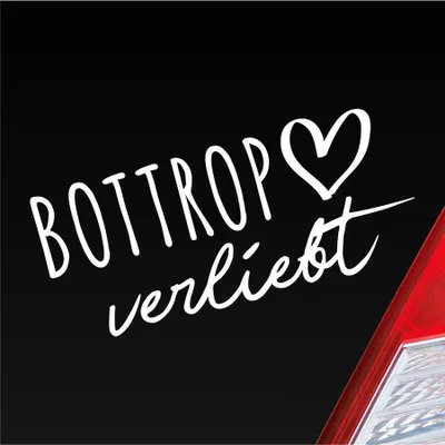 Produktbild von Auto Aufkleber Bottrop verliebt Herz Stadt Heimat Liebe Car 19x9 cm Weiss Matt Sticker Heckscheibenaufkleber