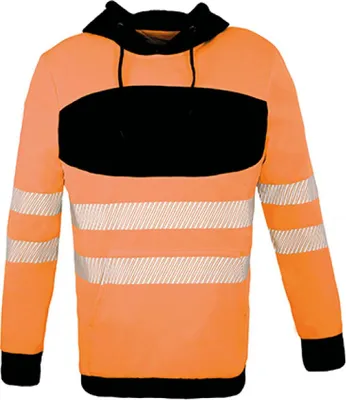 Produktbild von Korntex EOSHO | EOS Hi-Vis Workwear Arbeitspullover mit Kapuze - Farbe: Signal Orange/Black - Größe: 5XL