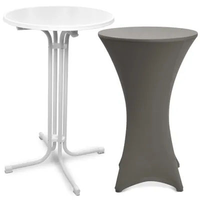 Image de Table haute d'extérieur Beautissu Bellini, pliable, Ø 80 cm, anthracite, avec housse