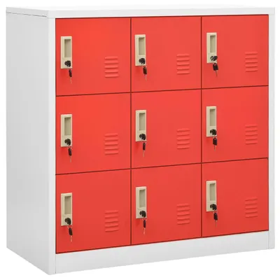 Immagine prodotto di vidaXL Armadietti 2 pz. Grigio chiaro e rosso 90x45x92,5 cm in acciaio