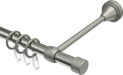 Produktbild von Interdeco Gardinenstange / Vorhangstange Edelstahl-Optik / Chrom matt, Typ Primus Lucan (Kappe), 16 mm Ø 1-läufig, 320 cm