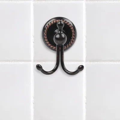 Productafbeelding van Kledinghaken voor keuken en badkamer, in vintage stijl, voor wandmontage. Handdoekhouders met schroeven. Duurzame metalen haken voor slaapkamer en woonkamer, 10 cm, zwart/brons