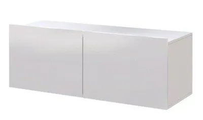 Produktbild von TV-Schrank - Fernsehtisch mit 2 Türen - Weiß - Hochglanz - 100 x 35 x 35 cm B/H/T – TV Kommode - Wandschrank - TV Regal für Fernseher